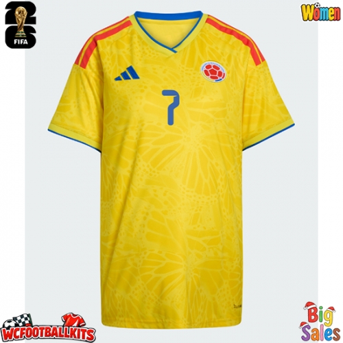 Colombia Luis Diaz #7 Replica Home Stadium Shirt for Women World Cup 2026 Short Sleeve